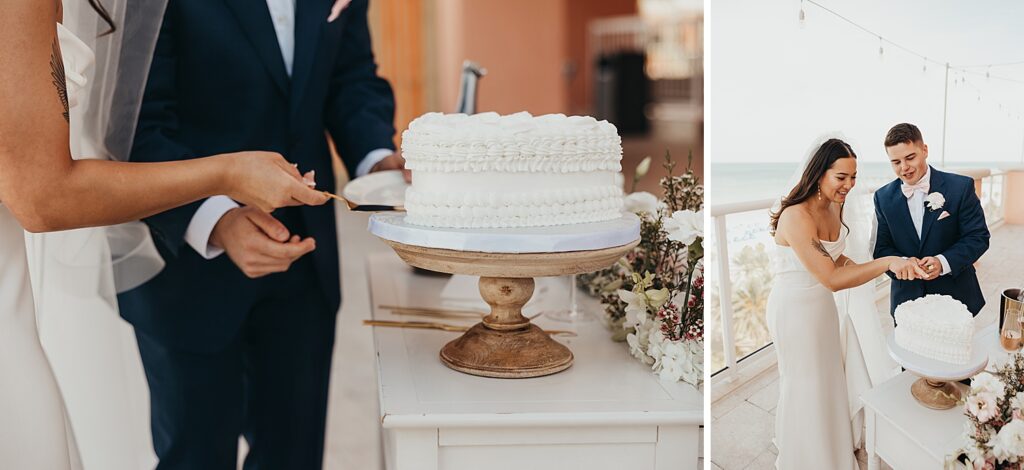 cake cutting with bride and groom 